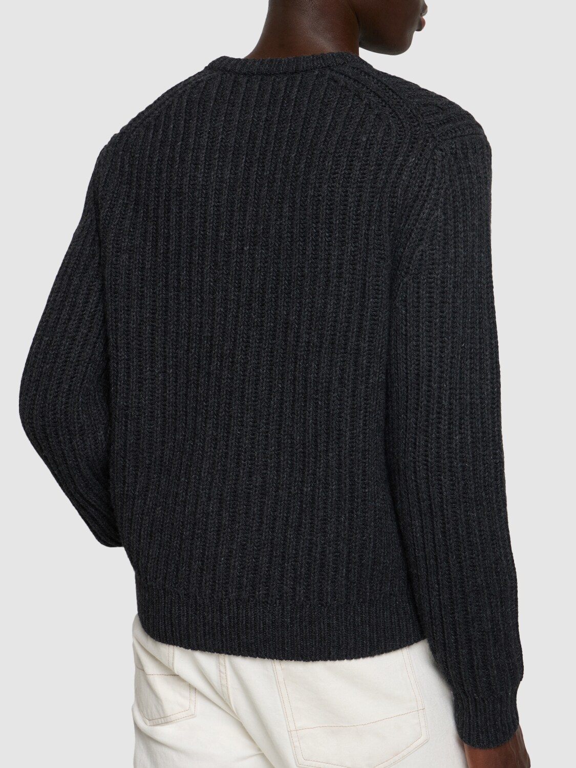 Shop Theory Vilare Wool Blend Knit Crewneck Sweater In Charcoal