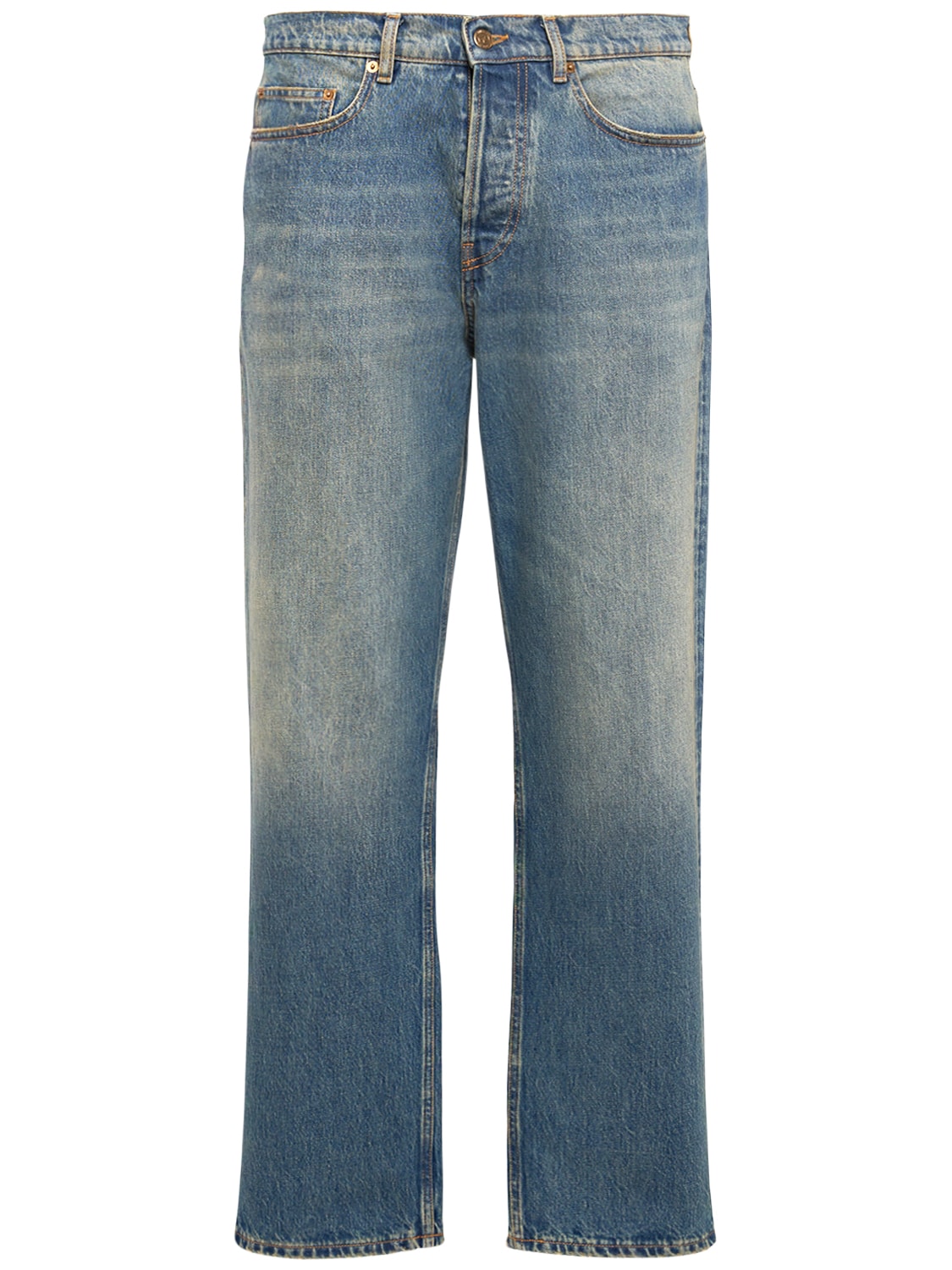 Shop Golden Goose Journey Dirty Wash Cotton Denim Jeans In Blue