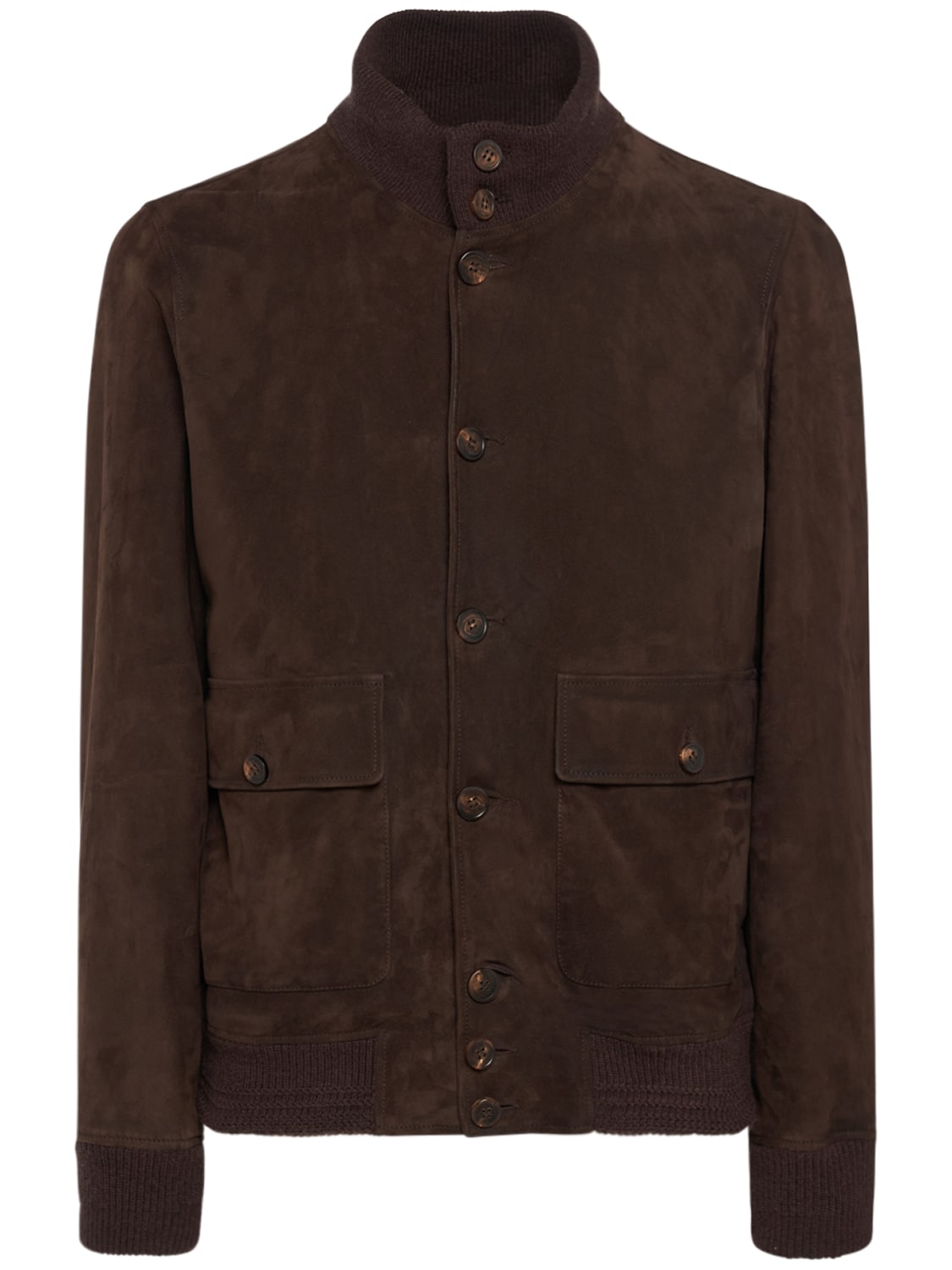 Image of Soft Suede Bomber Leather Jacket