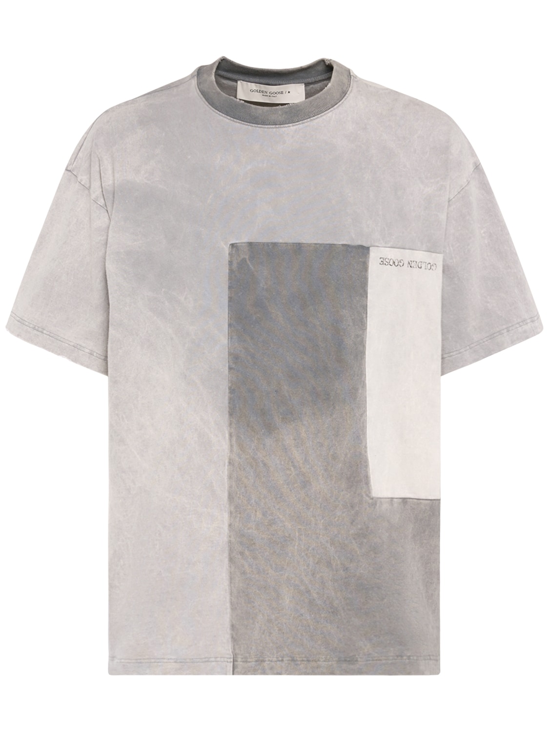 Golden Goose Journey Patchwork Cotton T-shirt In Light Grey