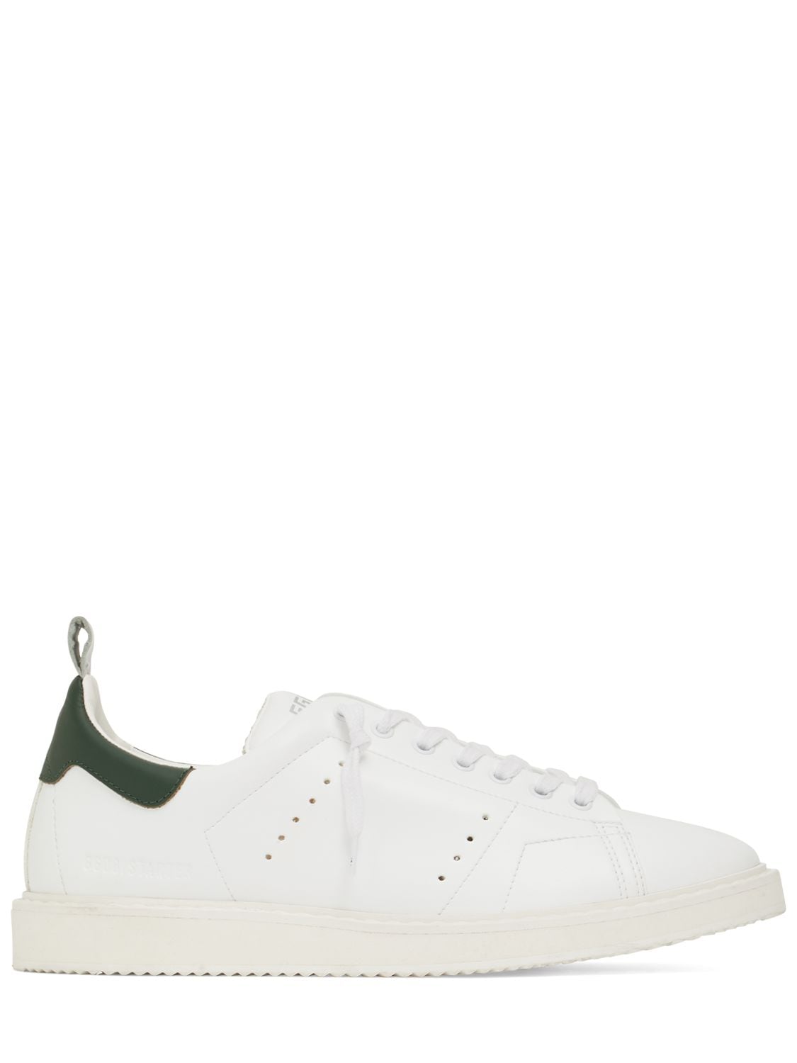Golden Goose 20mm Starter Leather Sneakers In White,green