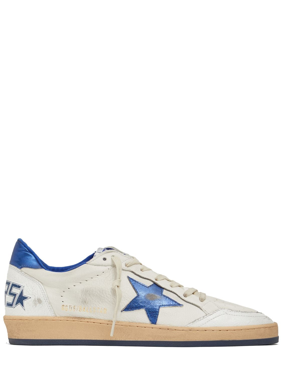 Shop Golden Goose 20mm Ball Star Nappa Laminated Sneakers In White,blue