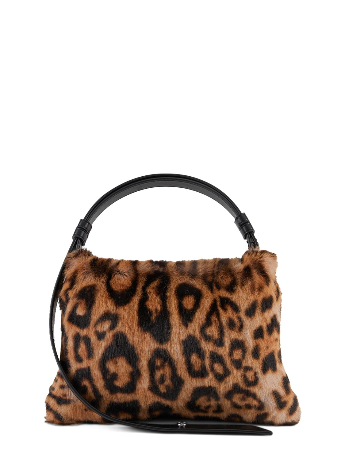 SIMON MILLER MINI PUFFIN LEO PRINT FAUX FUR BAG
