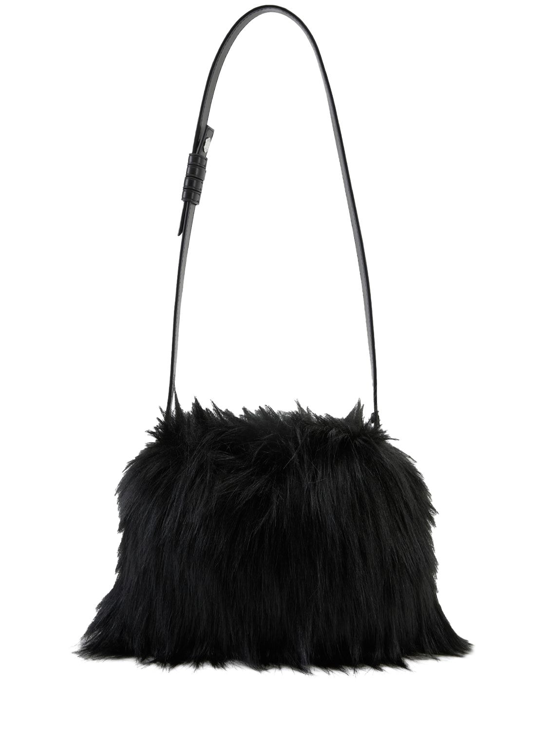 Shop Simon Miller Mini Puffin Faux Fur Bag In Black