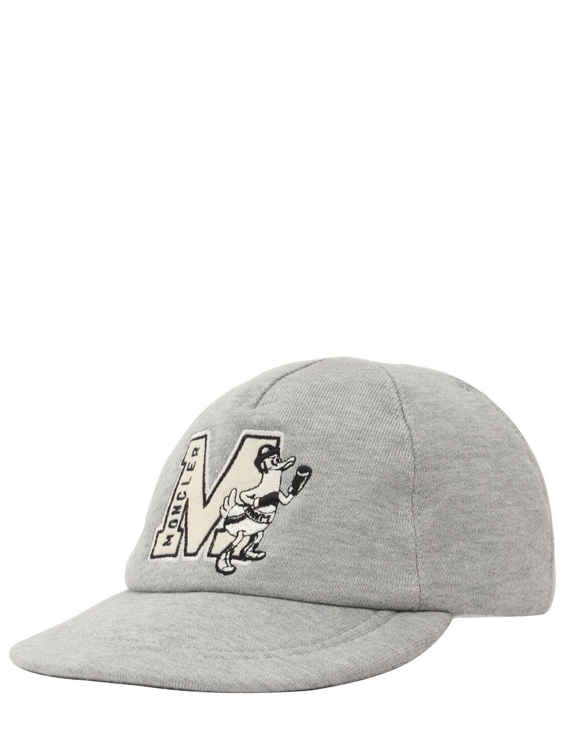 Shop Moncler Cotton Baseball Hat In Light Grey