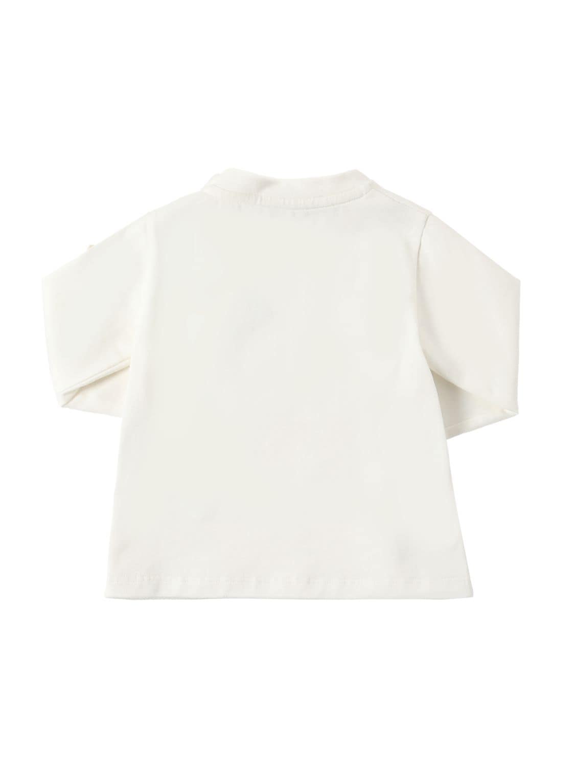 Shop Moncler Stretch Cotton Jersey L/s T-shirt In Natural