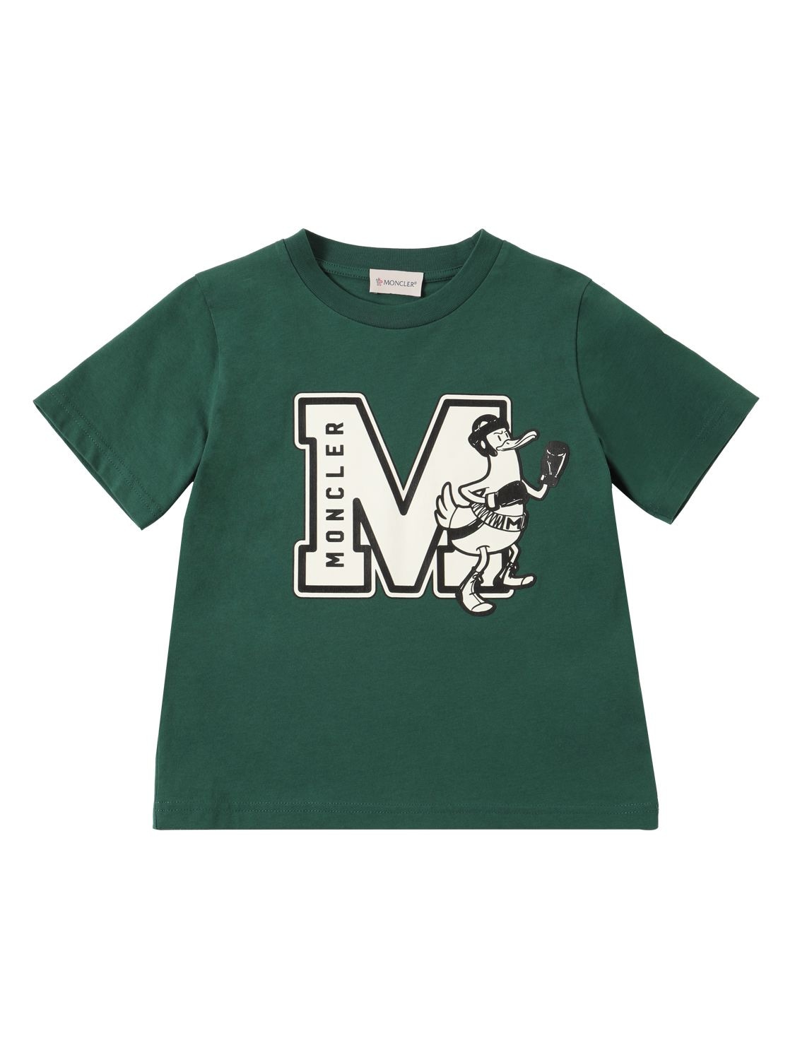 Moncler Kids' Printed Cotton Jersey T-shirt In Dark Green