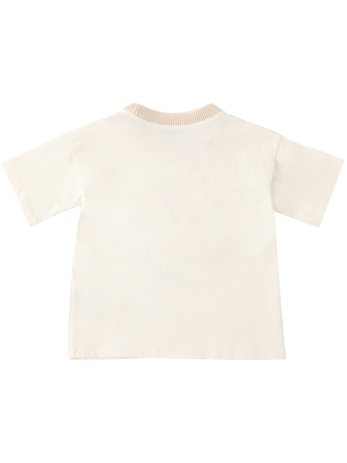 Shop Moncler Printed Logo Cotton Jersey T-shirt In Natural
