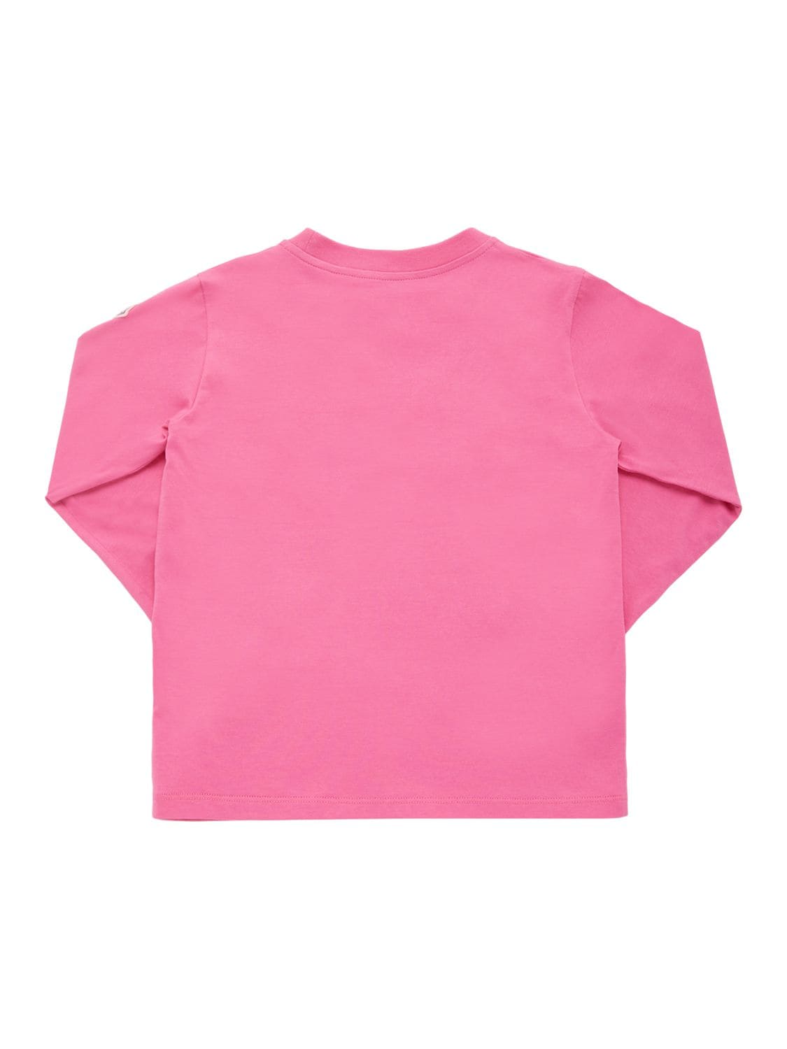 Shop Moncler Logo Cotton Jersey L/s T-shirt In Dark Pink