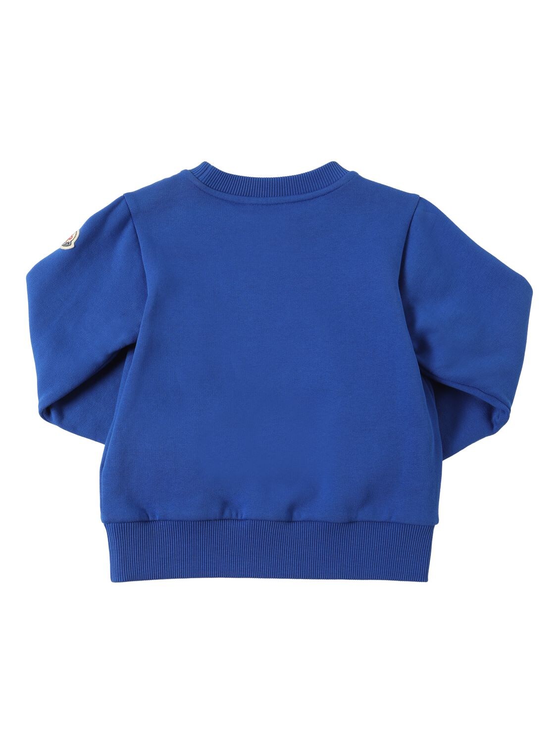 Shop Moncler Logo Brushed Cotton Sweatshirt In Royal Blue