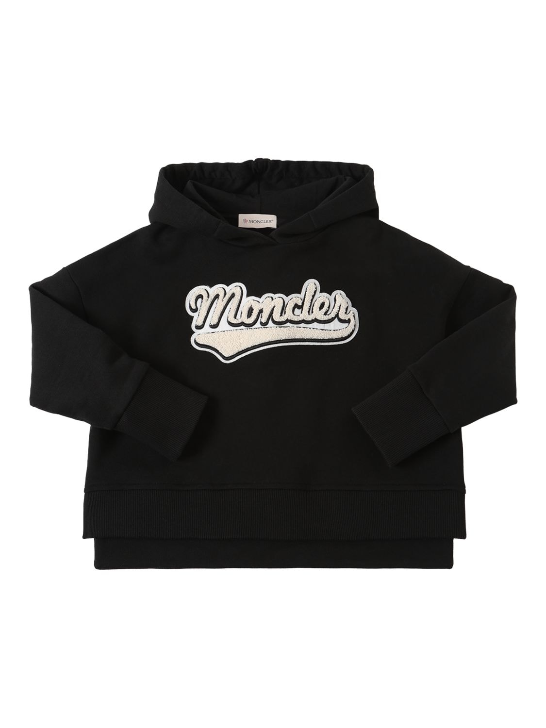 Moncler Kids' Brushed Cotton Sweatshirt Hoodie In Black