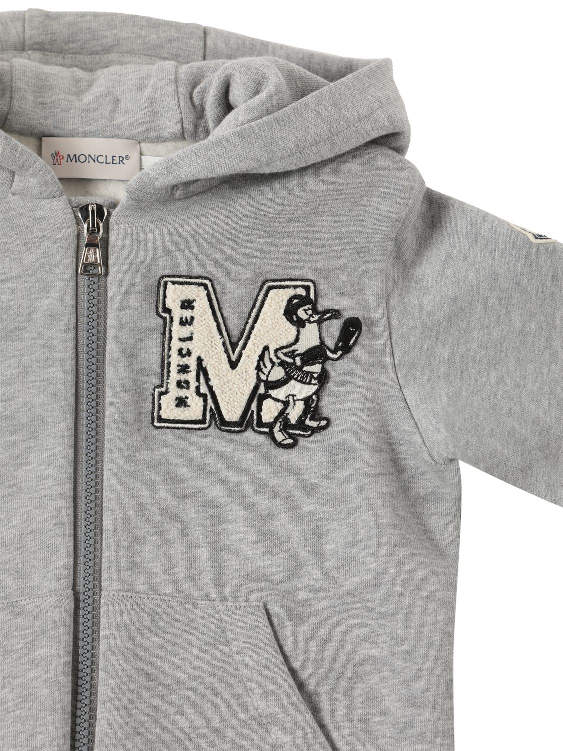 Shop Moncler Brushed Cotton Hoodie & Sweatpants In Grey