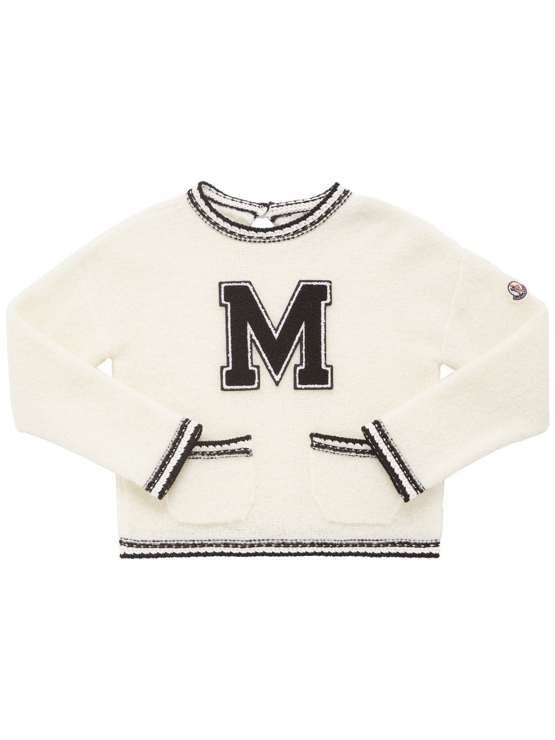 Moncler Kids' Wool Blend Bouclé Crewneck Sweater In White