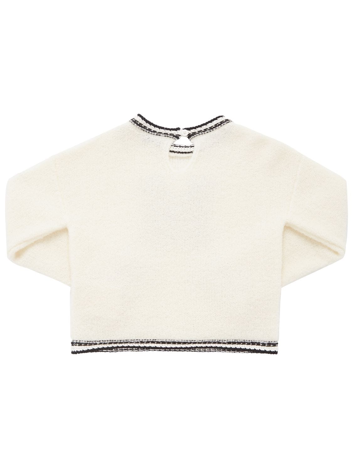 Shop Moncler Wool Blend Bouclé Crewneck Sweater In White