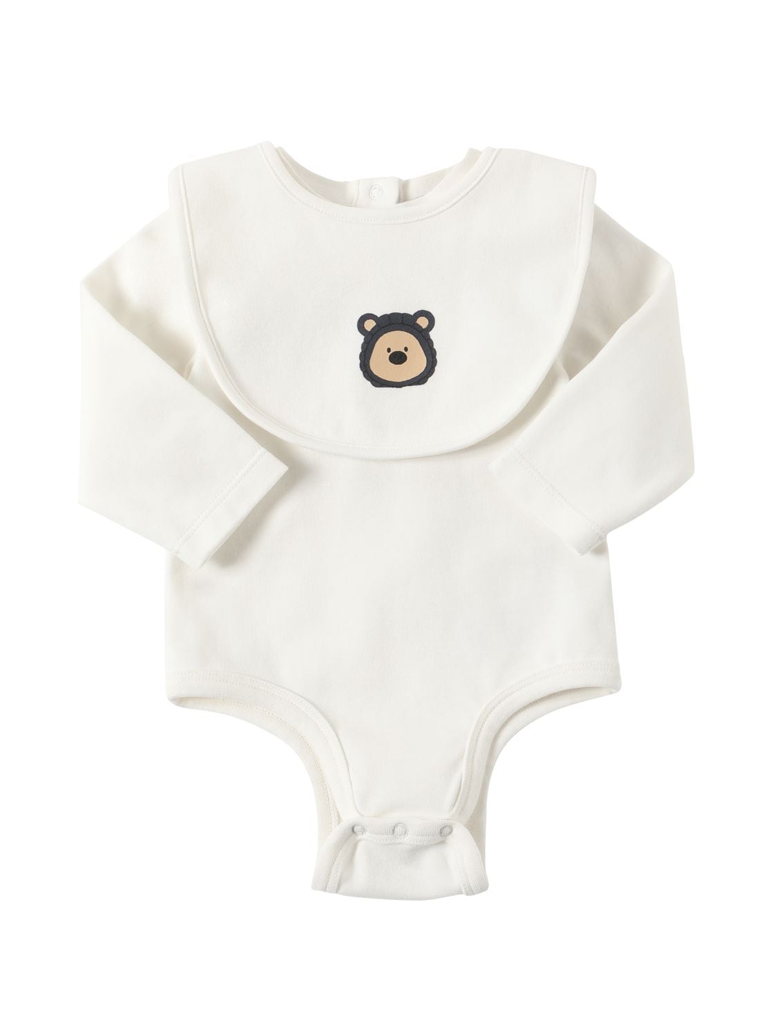 Moncler Babies' Logo Cotton Bodysuit & Bib Set In Silk White
