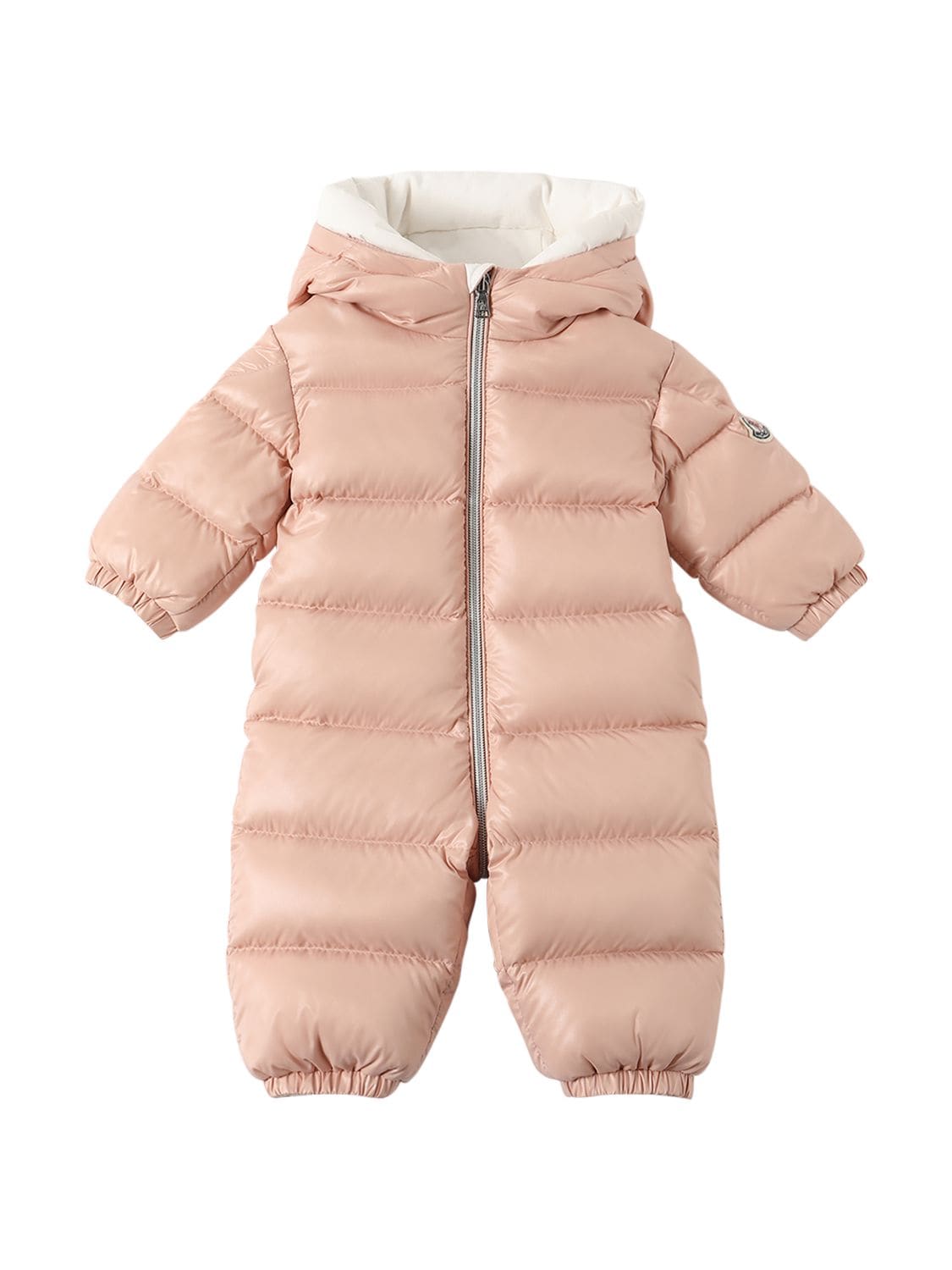 Moncler Babies' Samian Nylon Laqué Down Snowsuit In Pink