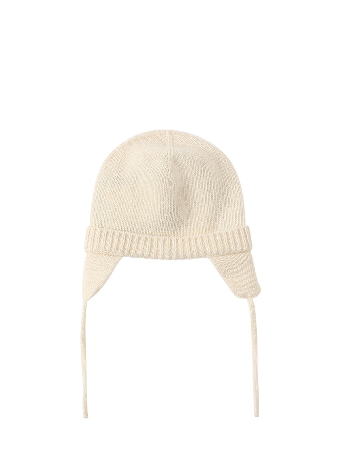 Shop Moncler Carded Wool Beanie In Natural