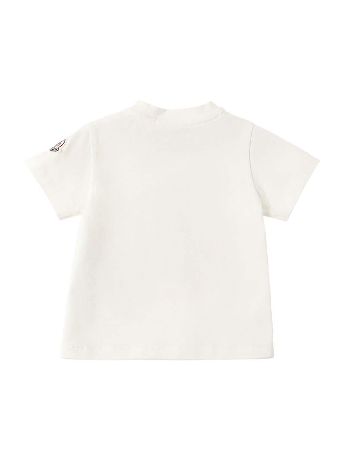 Shop Moncler Stretch Cotton Jersey T-shirt In Natural