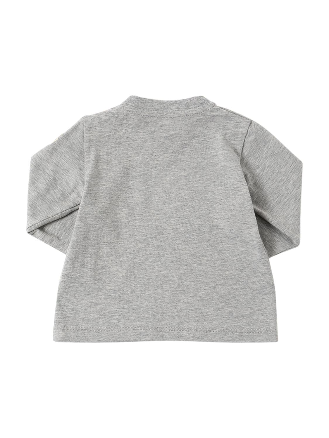 Shop Moncler Cotton Jersey L/s T-shirt In Grey
