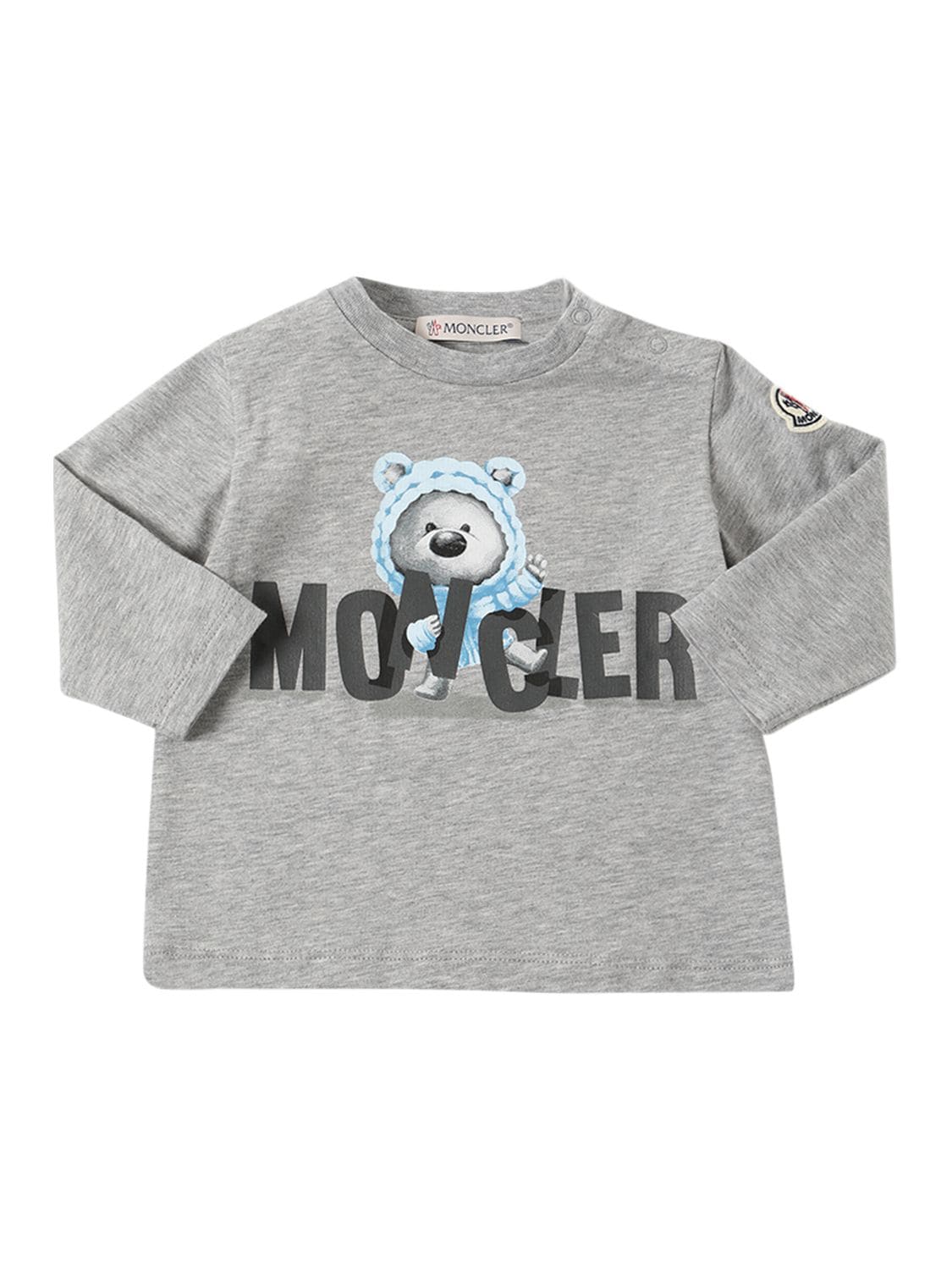 Moncler Kids' Cotton Jersey L/s T-shirt In Grey