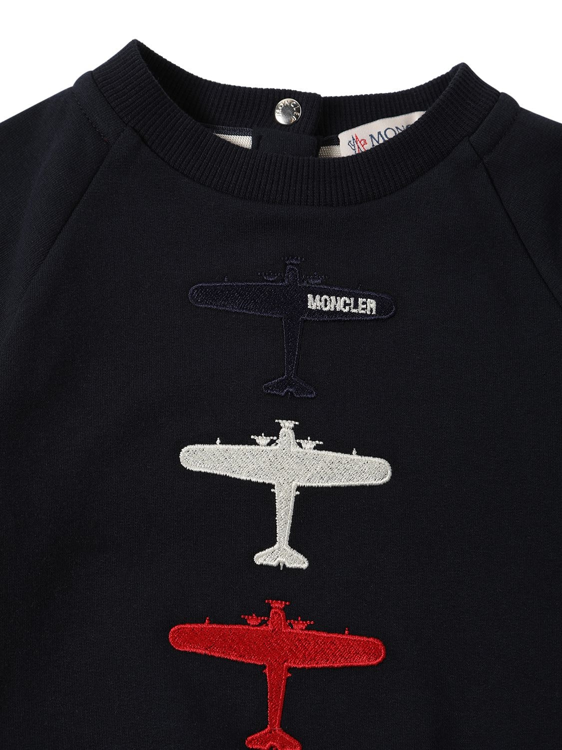 Shop Moncler Stretch Cotton Sweatshirt In Navy