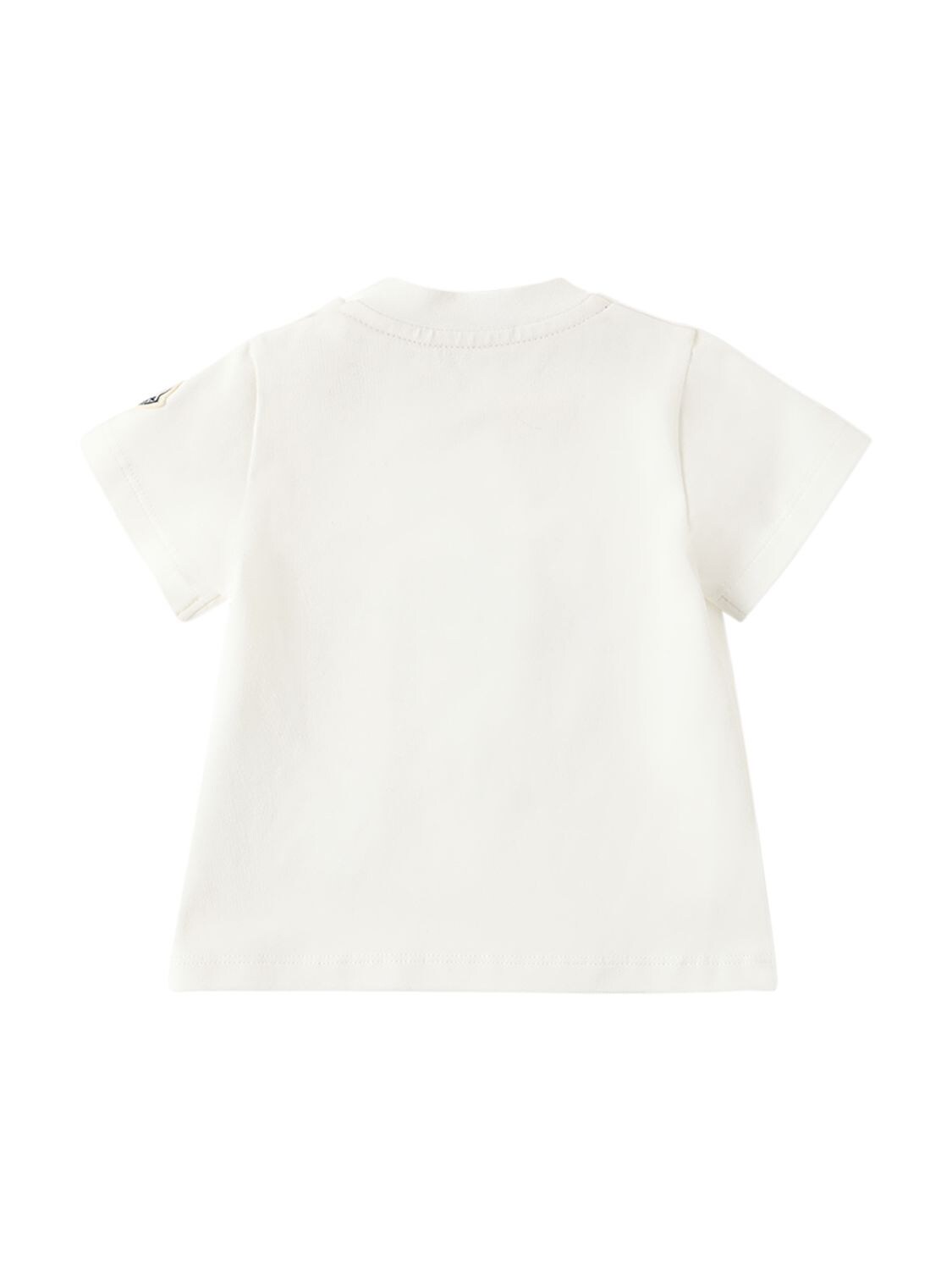 Shop Moncler Stretch Cotton Jersey  T-shirt In Natural