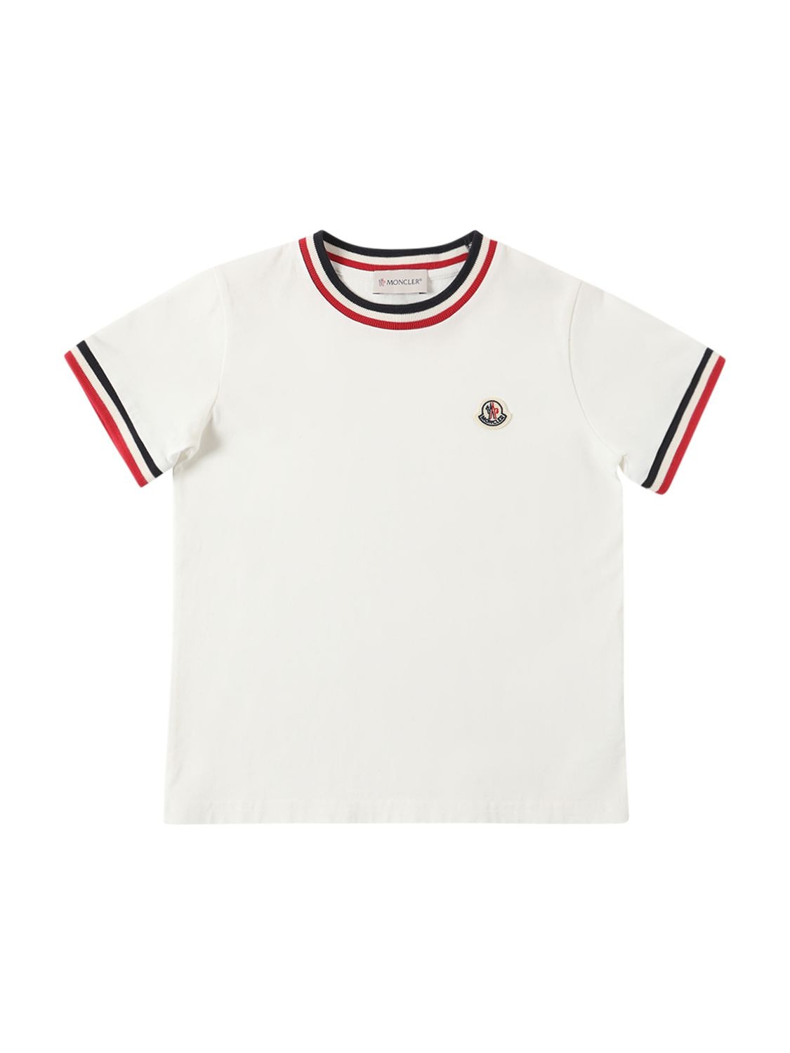 Moncler Kids' Cotton Jersey Tricolor T-shirt In White