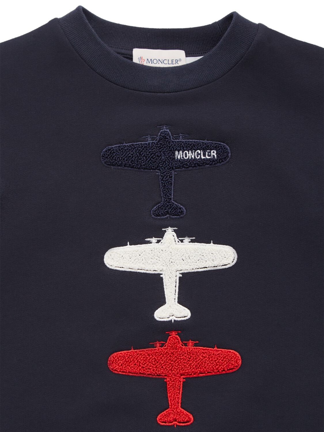 Shop Moncler Brushed Cotton Sweatshirt In Navy