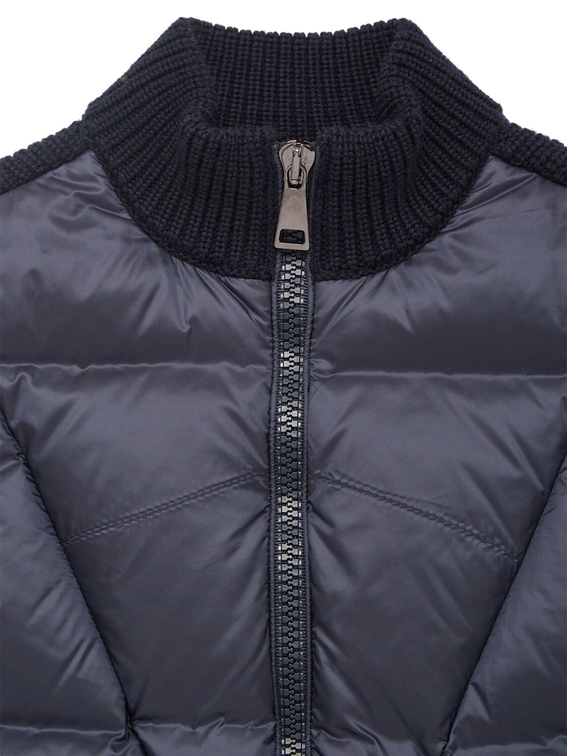 Shop Moncler Extrafine Wool Down Cardigan In Navy