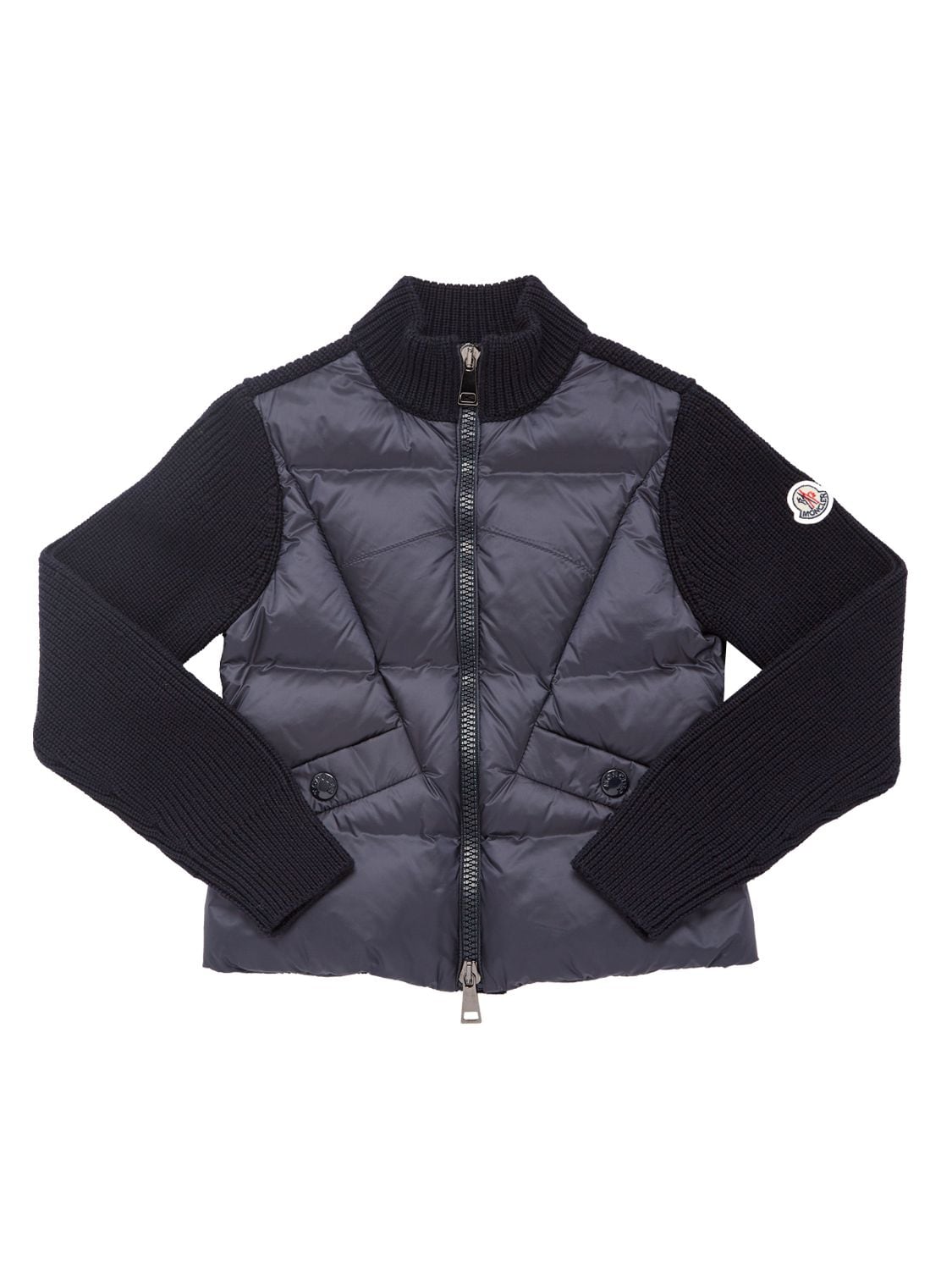Moncler Kids' Extrafine Wool Down Cardigan In Blue