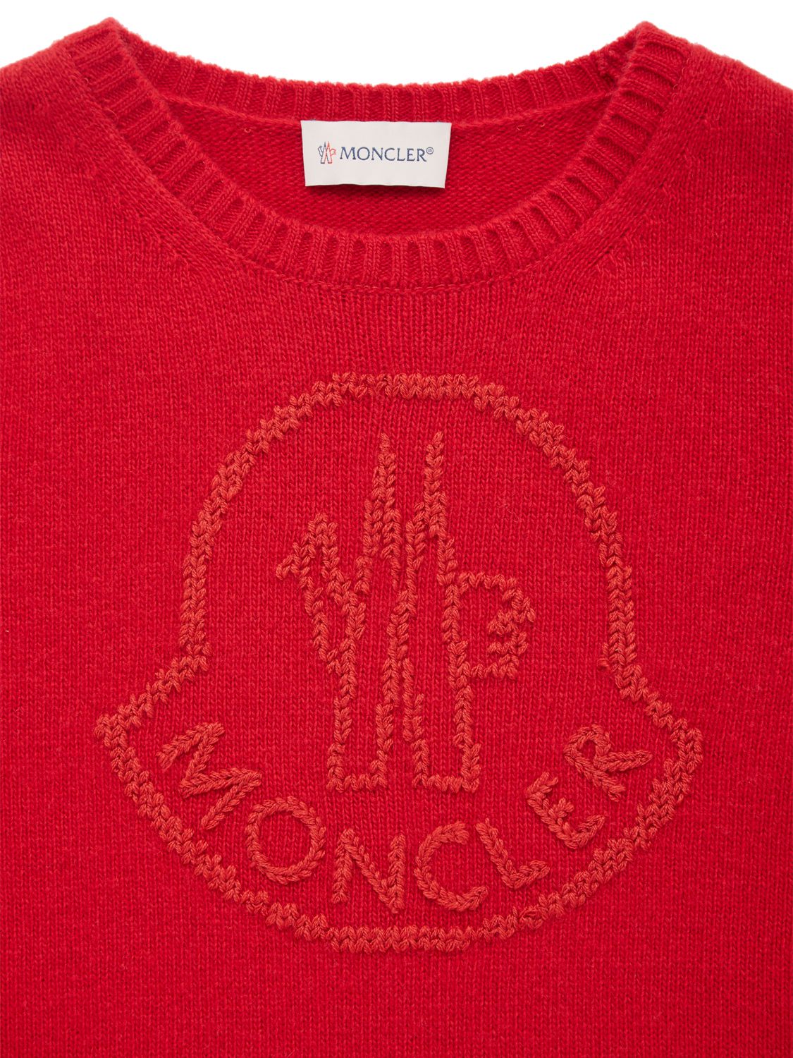 Shop Moncler Carded Wool Dress In Red
