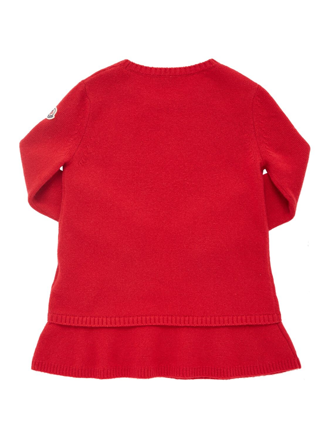 Shop Moncler Carded Wool Dress In Red