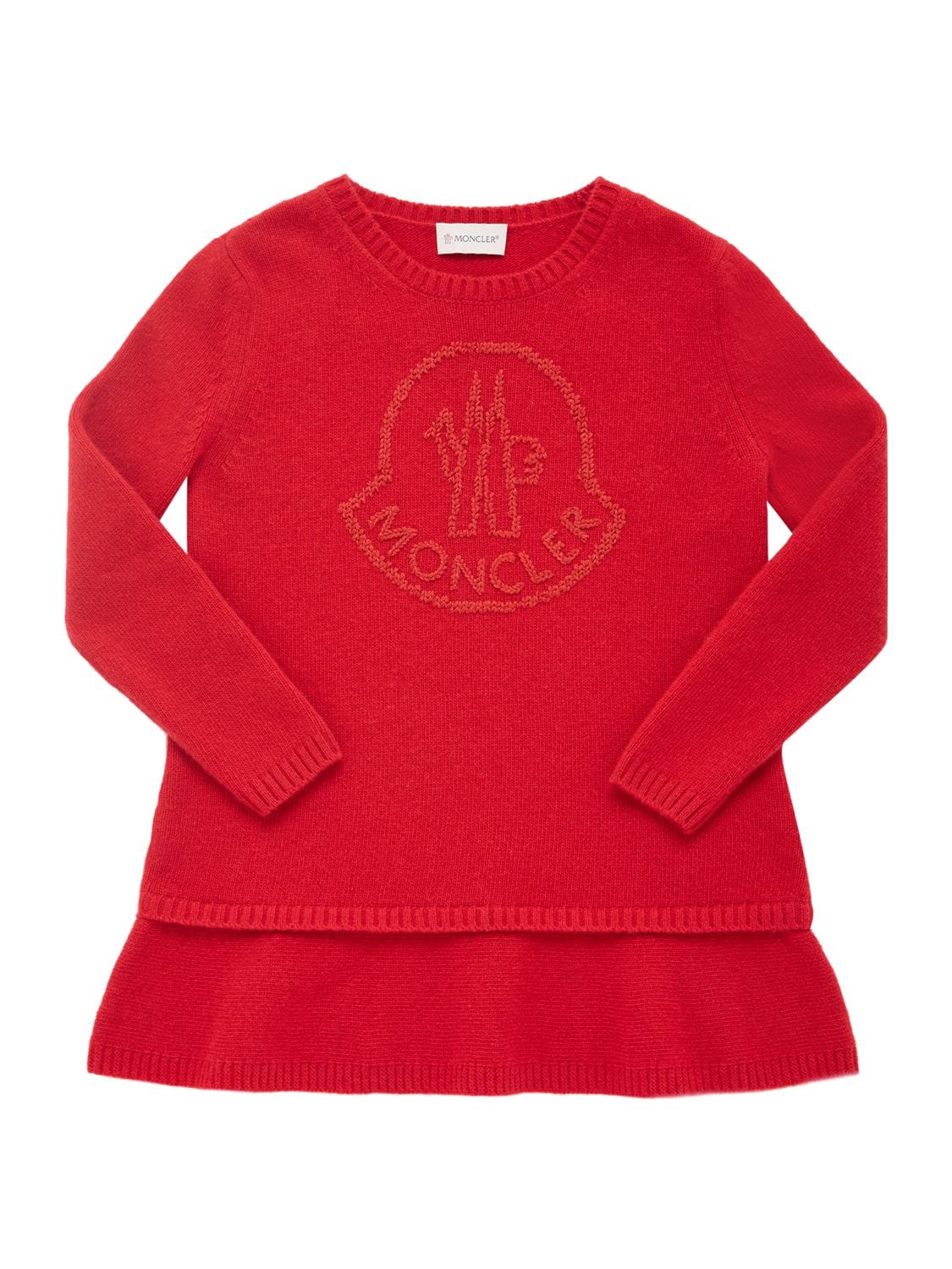 Moncler Kids' Carded Wool Dress In Red