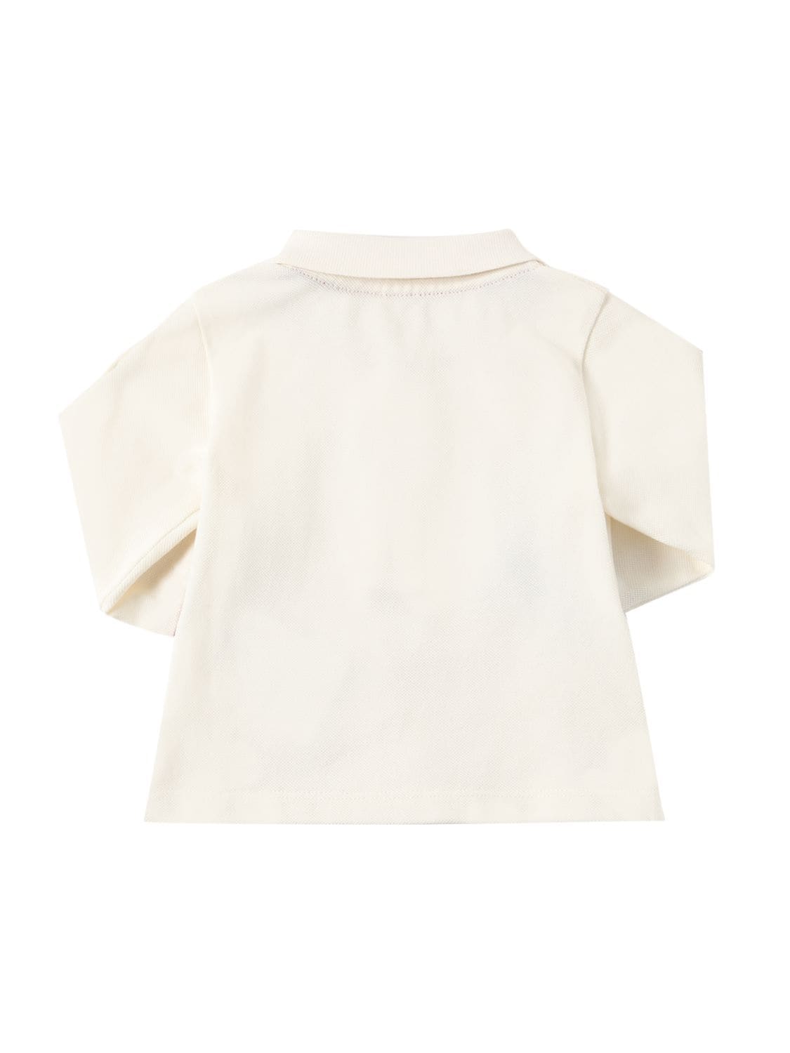 Shop Moncler Stretch Cotton Piquet L/s Polo Shirt In Natural