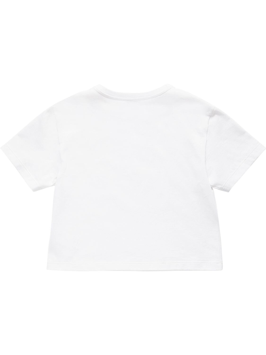 Shop Dolce & Gabbana Embellished Logo Cotton Jersey T-shirt In White