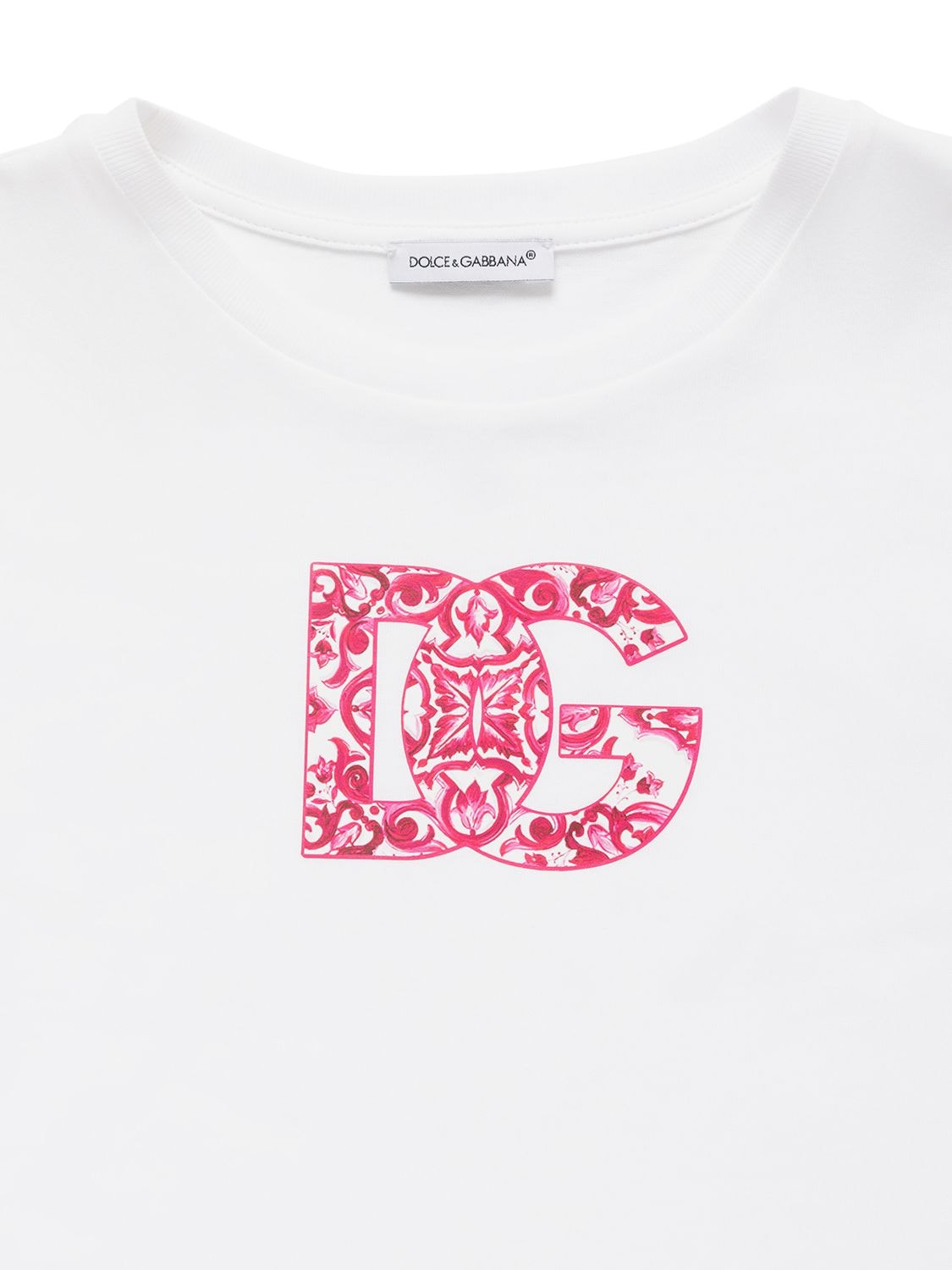 Shop Dolce & Gabbana Embellished Logo Cotton Jersey T-shirt In White