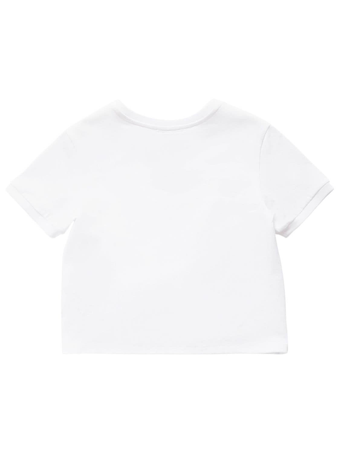 Shop Dolce & Gabbana Logo Cotton Jersey T-shirt W/bow In White