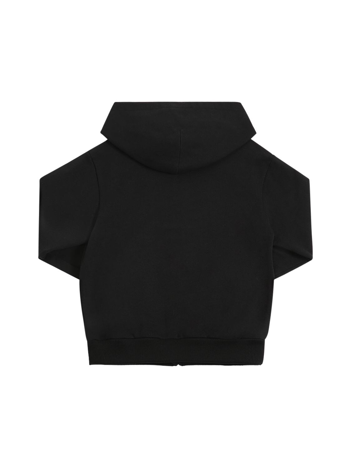 Shop Dolce & Gabbana Logo Print Cotton Zip-up Hoodie In Black