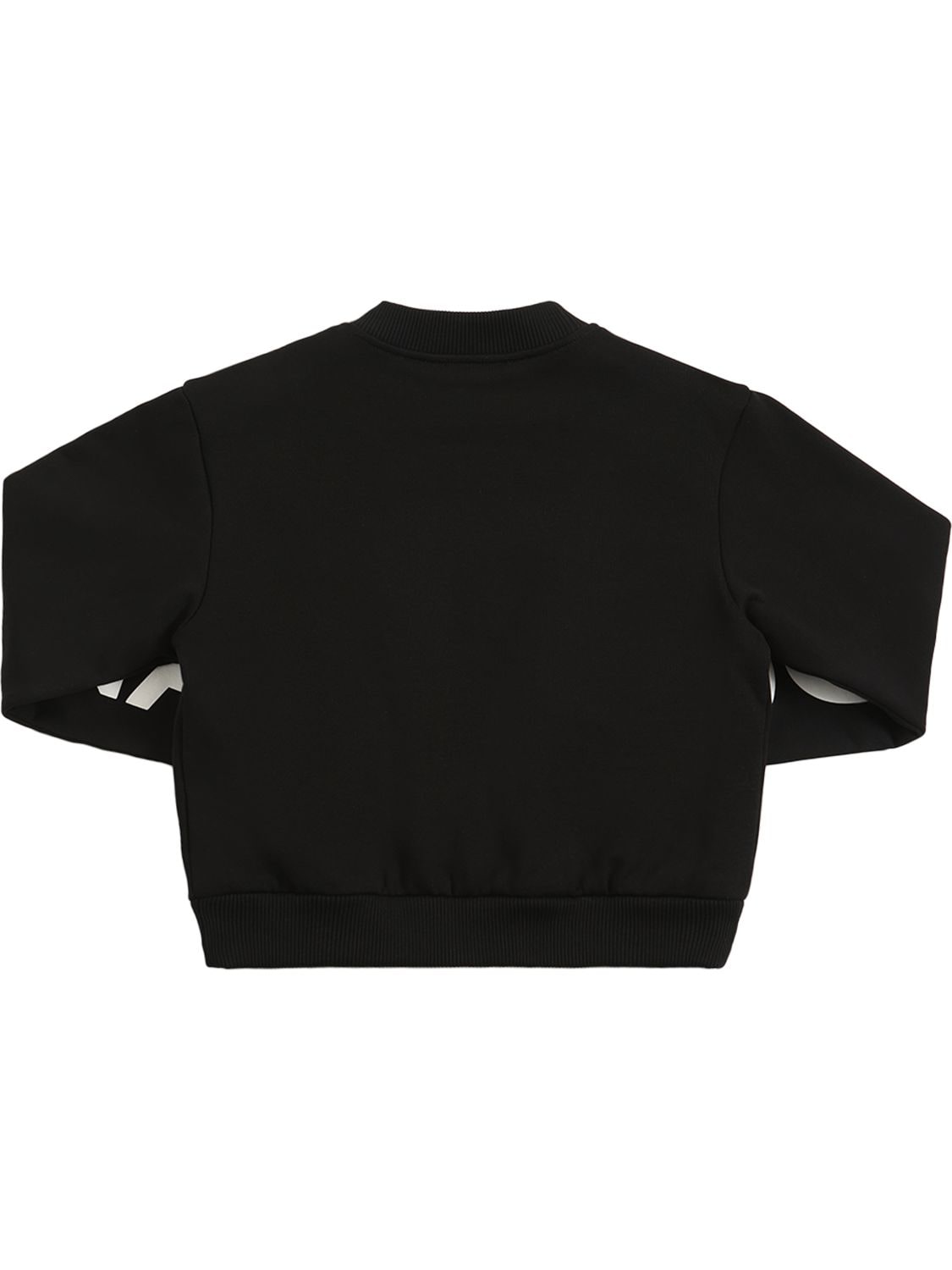 Shop Dolce & Gabbana Logo Print Cropped Cotton Sweatshirt In Black