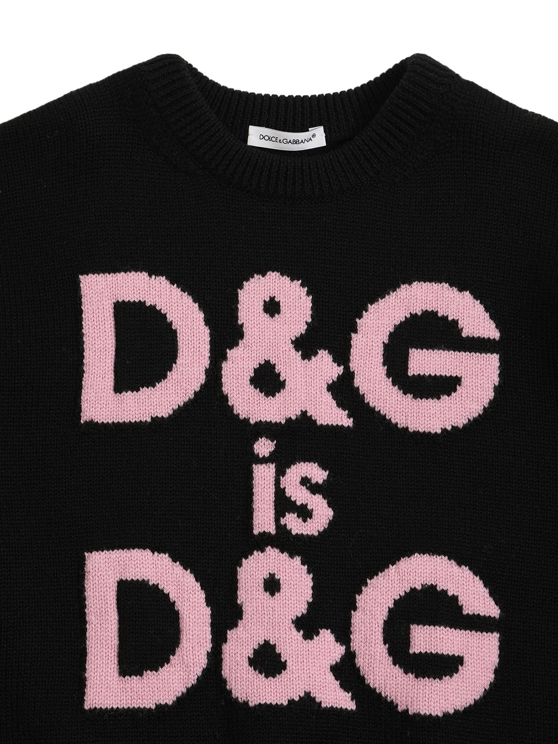 Shop Dolce & Gabbana Logo Intarsia Wool Sweater In Black