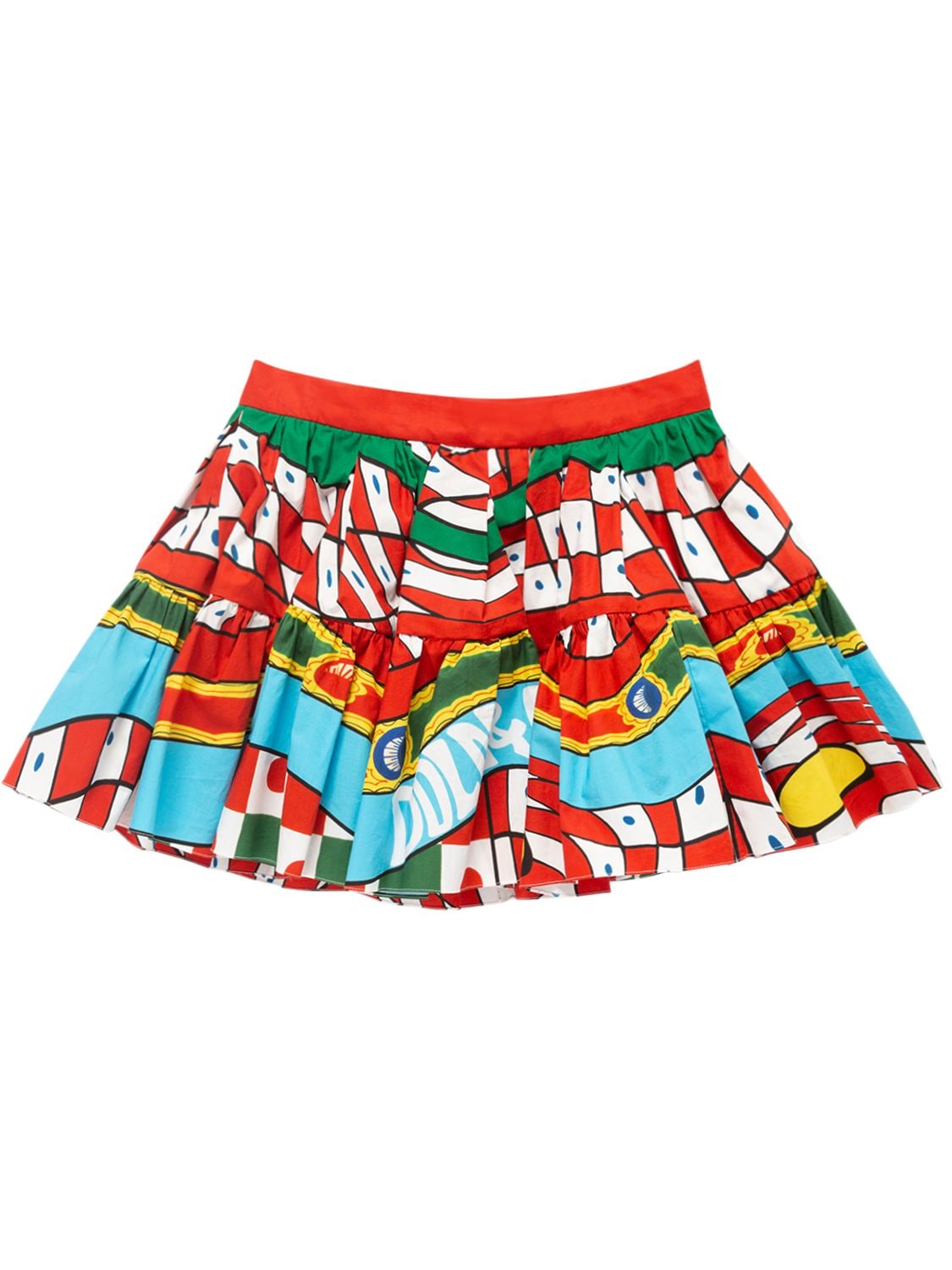 Dolce & Gabbana Kids' Carretto Print Cotton Poplin Mini Skirt In Multi