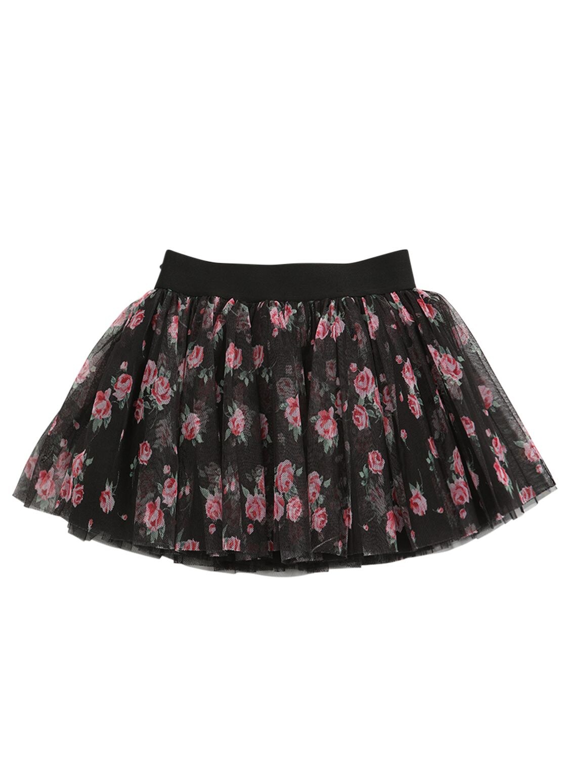 Shop Dolce & Gabbana Printed Tulle Mini Skirt W/logo Tape In Black
