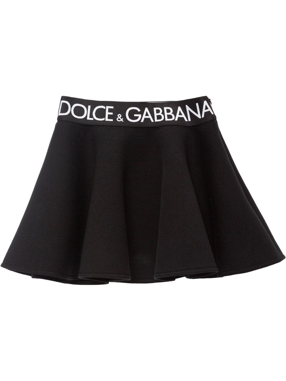 Dolce & Gabbana Kids' Cotton Mini Skirt W/logo Tape In Black
