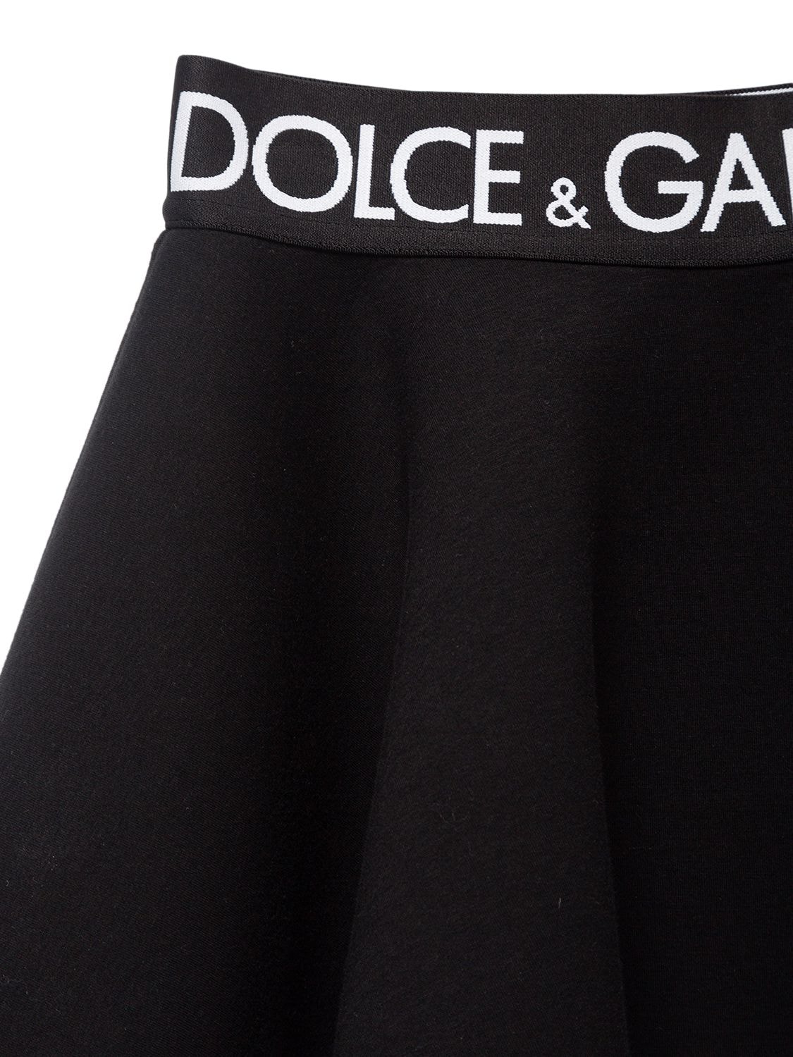 Shop Dolce & Gabbana Cotton Mini Skirt W/logo Tape In Black