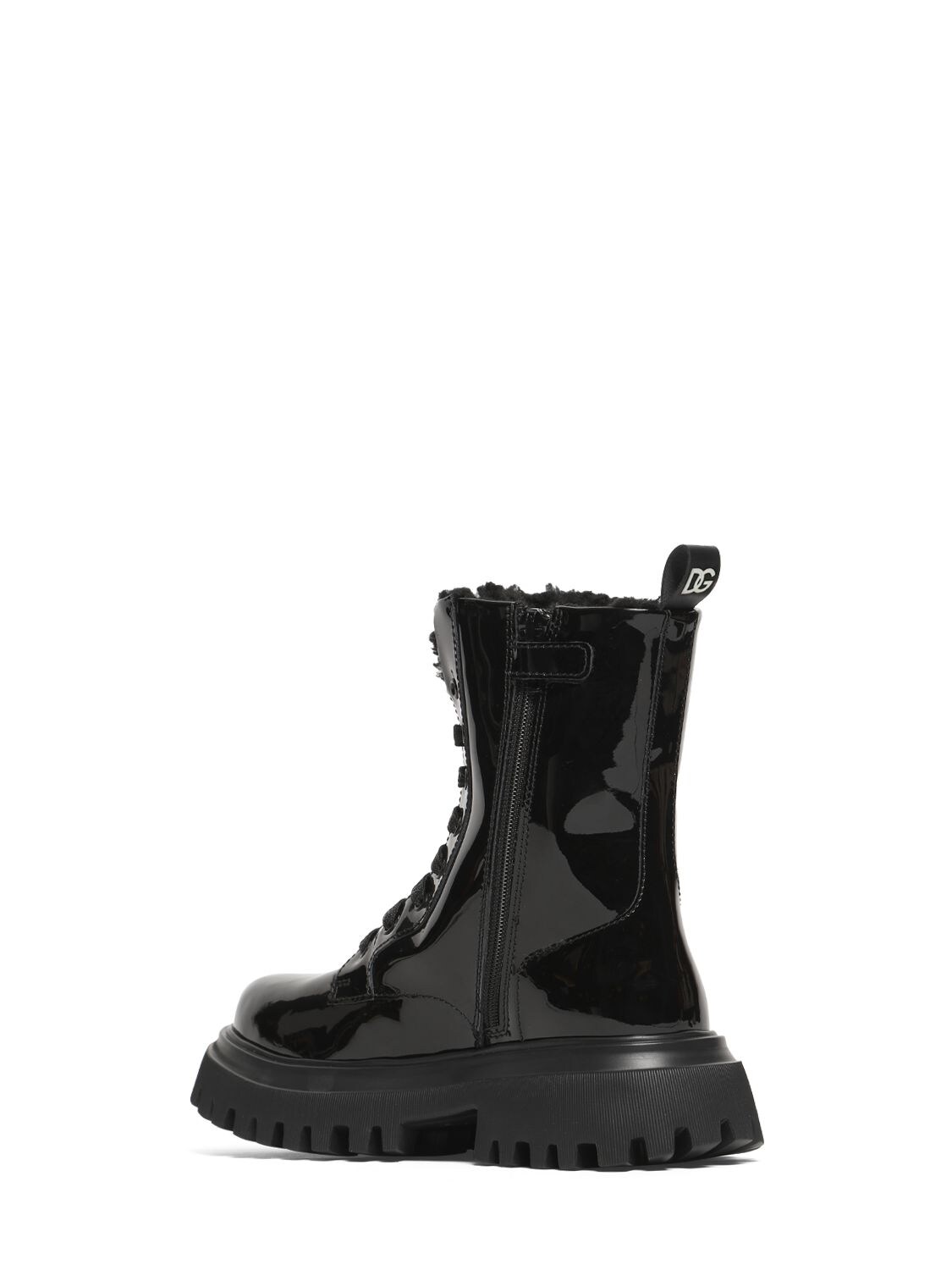 Shop Dolce & Gabbana Patent Leather Boots W/ Logo In Black