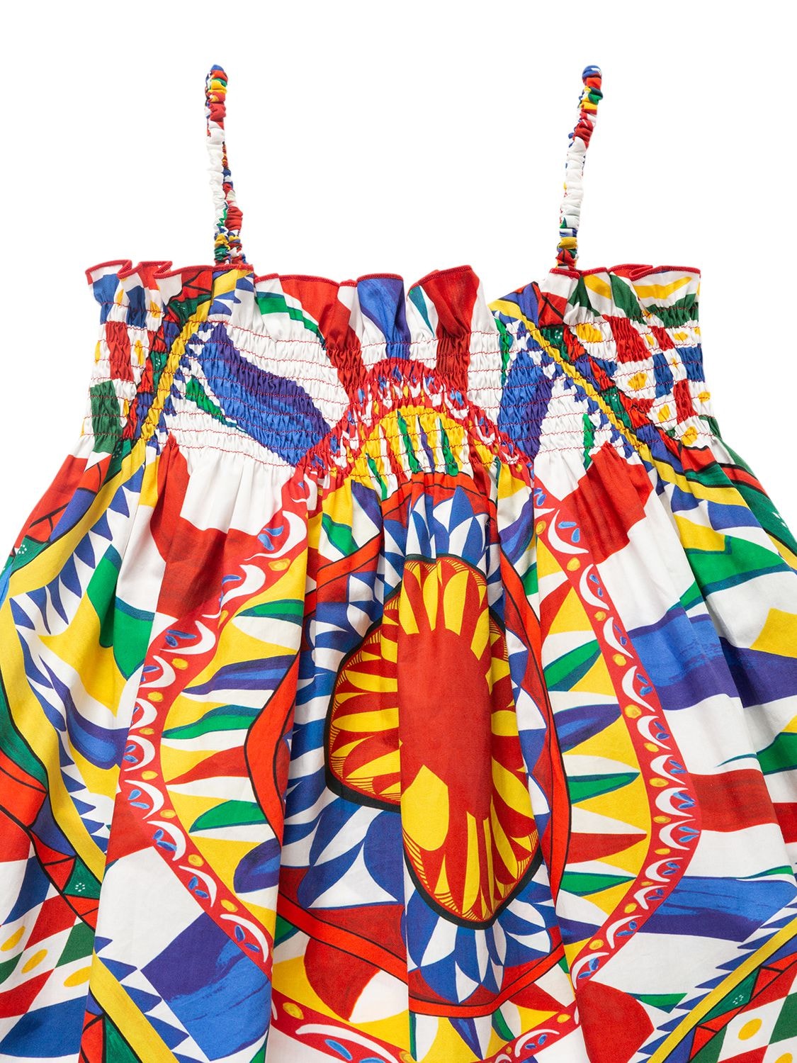 Shop Dolce & Gabbana Carretto Print Cotton Poplin Dress In Multicolor