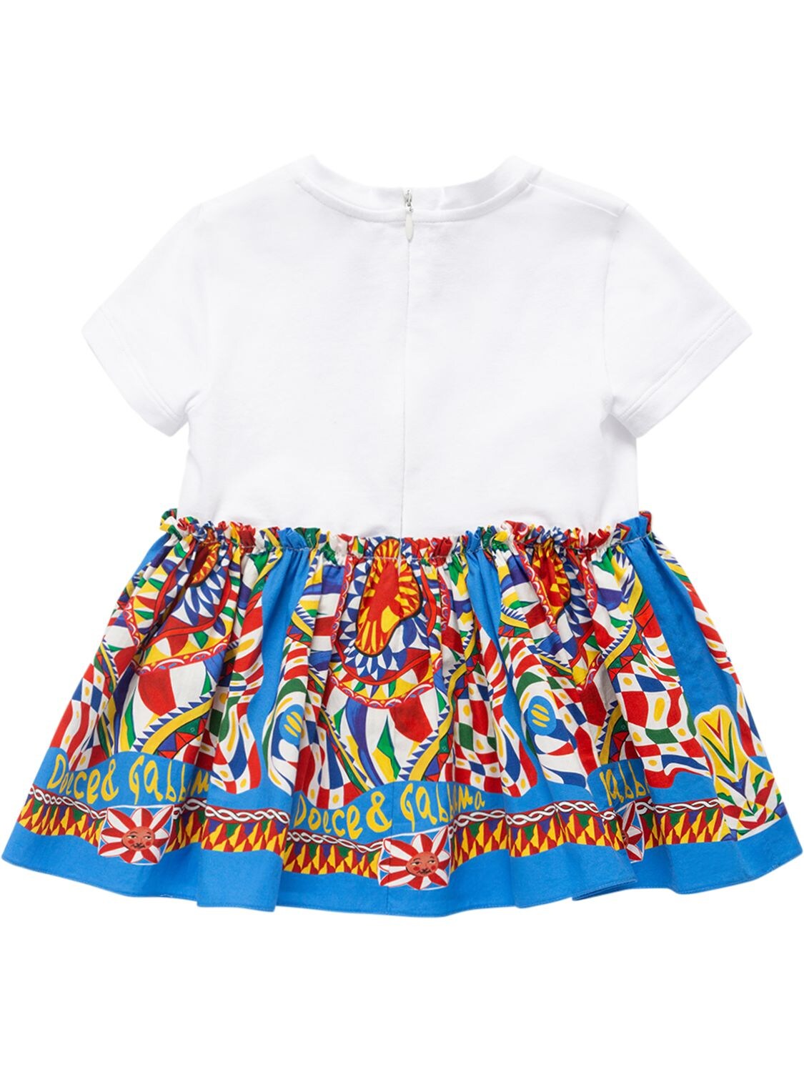 Shop Dolce & Gabbana Logo Printed Cotton Dress W/diaper Cover In Multicolor