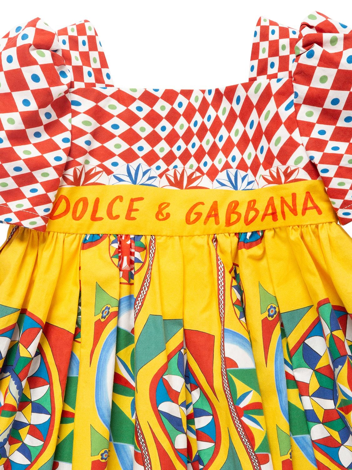 Shop Dolce & Gabbana Printed Cotton Dress W/diaper Cover In Multicolor