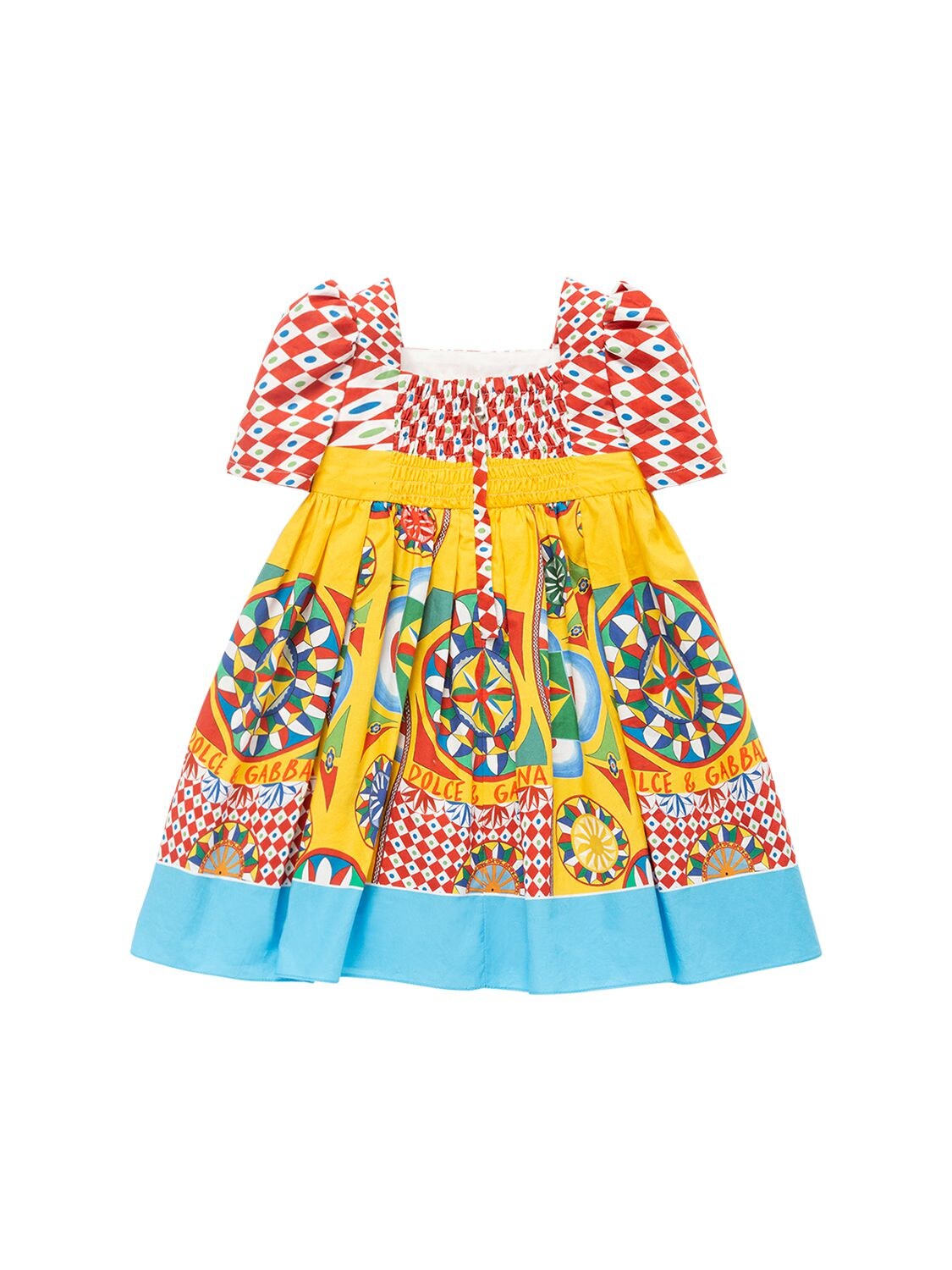 Shop Dolce & Gabbana Printed Cotton Dress W/diaper Cover In Multicolor