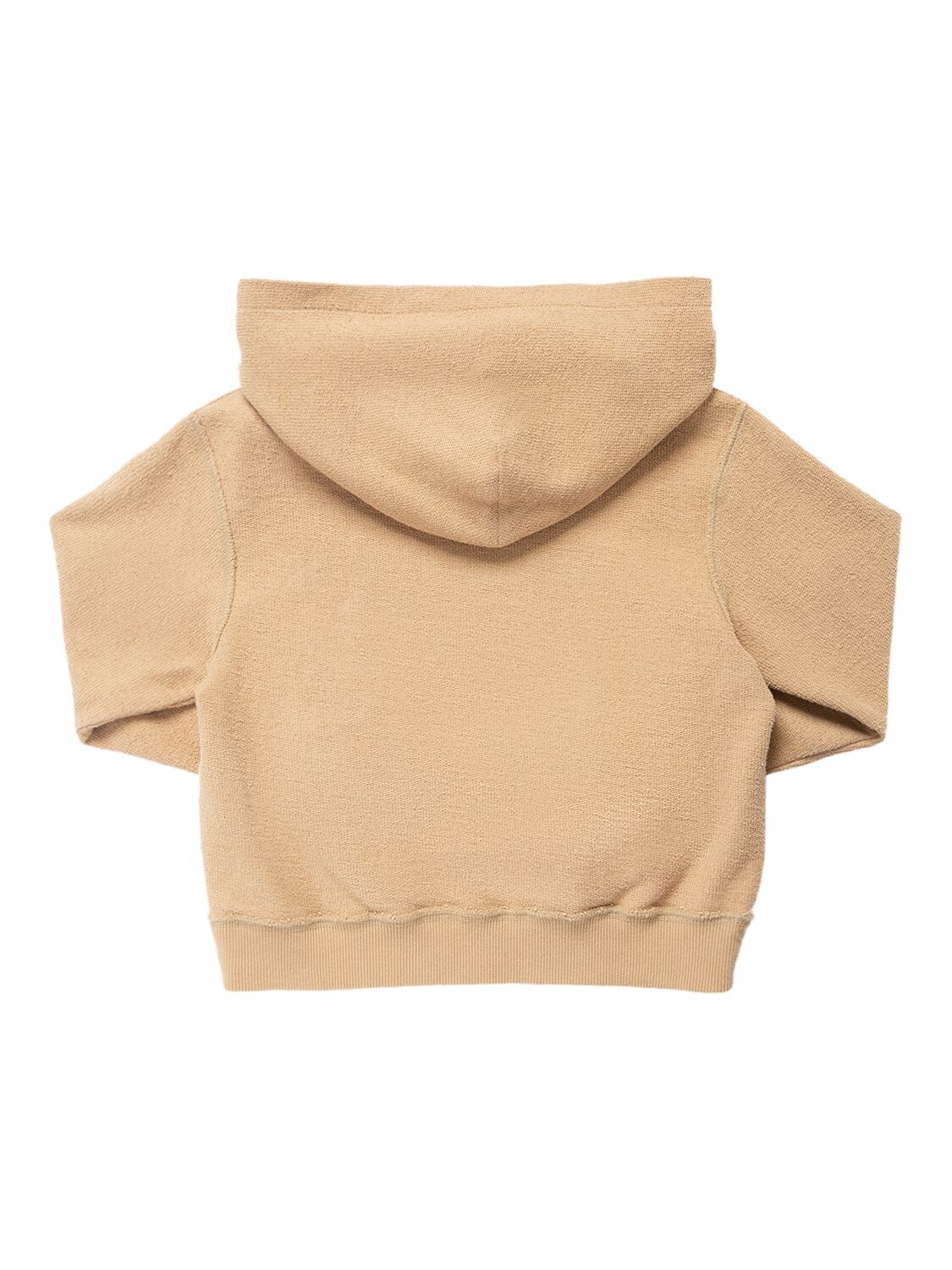 Dolce & Gabbana Printed Cotton Hoodie W/logo In Beige